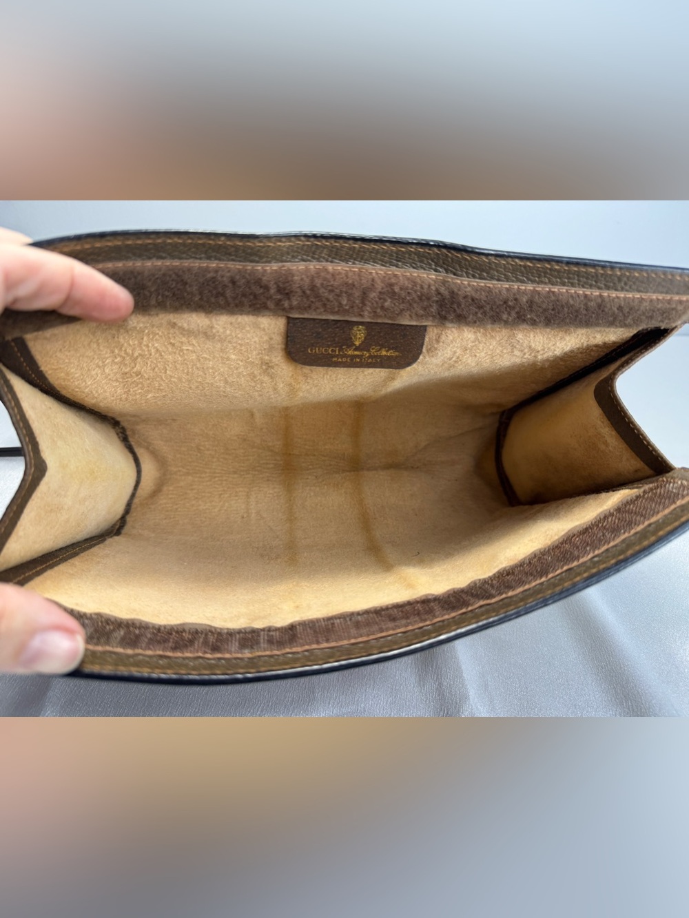 Gucci Vintage GG Beige Supreme Sherry Line Canvas Clutch Bag - Picture 10 of 16